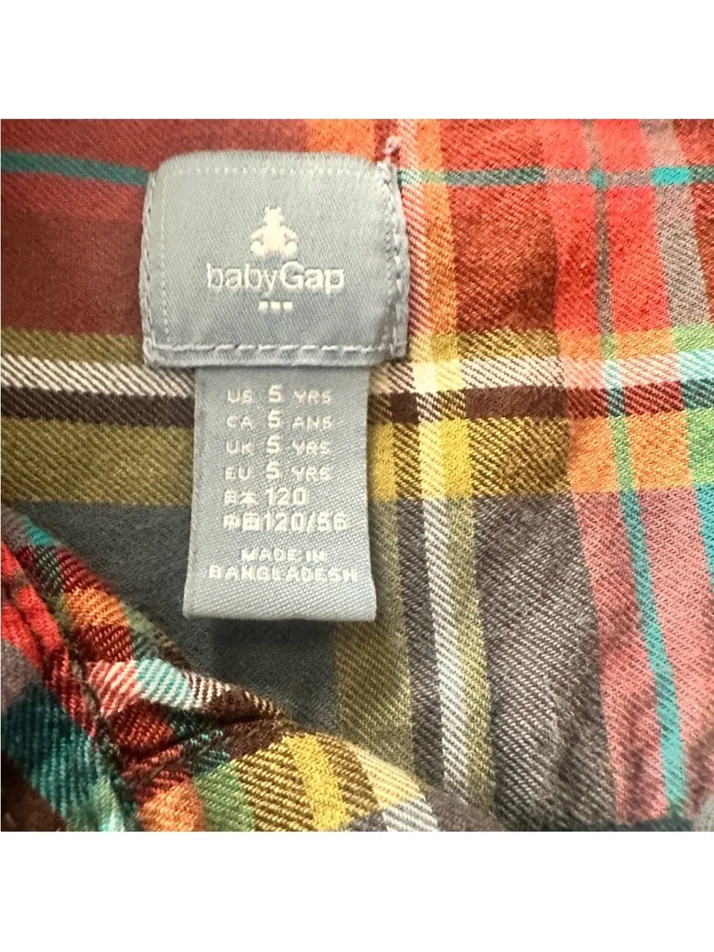 Baby Gap Boys Plaid Flannel Shirt Sz 5 Blue Red Multicolor Long Sleeve Button Up
